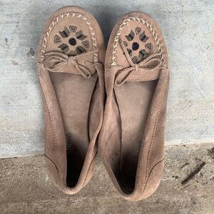 Minnetonka Taupe Moccasins